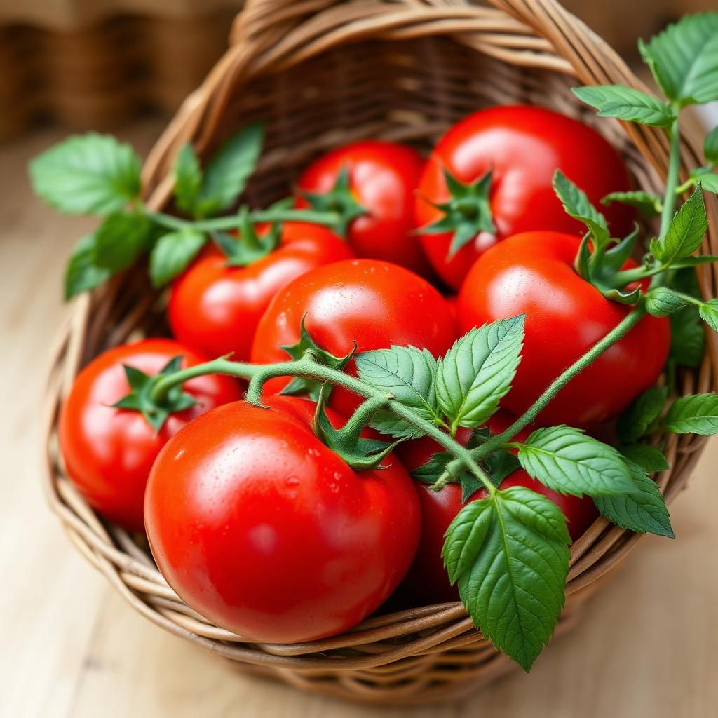 Tomates fraîches en panier