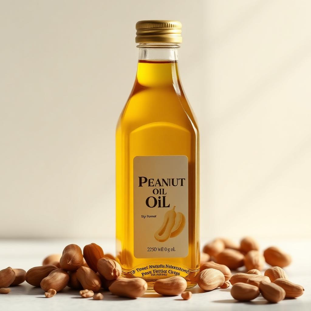 Bouteille d'huile d'arachide dorée