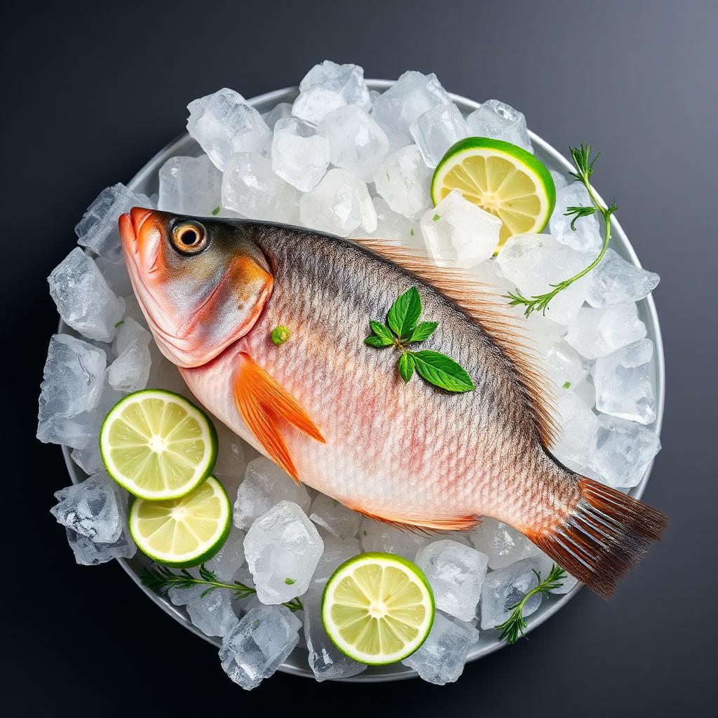 Poisson frais sur glace